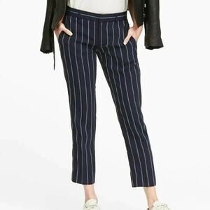 Banana Republic Navy Blue Striped Crepe Avery Slim Tapered Ankle Pants SIZE 8